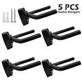 FF Elaine 5 Pack Black Guitar Hanger Hook Holder Wall Mount Display with Screws Fits Most Guitars