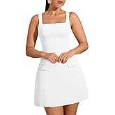 HYZ Women's Summer Sexy Square Neck Sleeveless A-Line Party Tank Top Mini Dress