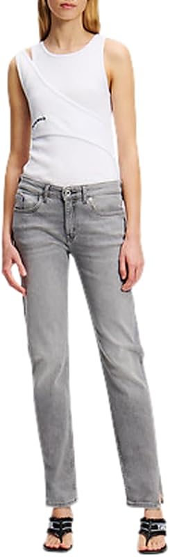 Donna Mid Rise Slim W/Slit Denim Light Grey 2932