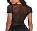 JnZeBly Womens Sheer See-Through Gauze Crop Tops Black S