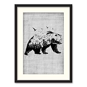 Black Paper Framed Canvas Wall Art for Living Room, Bedroom Beasts Black and White Canvas Prints for Home Decoration Ready to Hanging - 23x31 inches