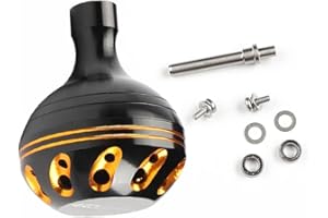 TEQIN Power Knob, Metal Fishing Reel Handle for Saltwater Fishing, Ergonomics Design Replacement Knobs Drill Fitment for Spinning Fishing Reel Large