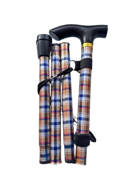 Tartan Folding Walking Stick: Classic Style with Portable Convenience