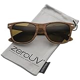 zeroUV - Classic Modern Wood Print Square Horn Rimmed Sunglasses 52mm