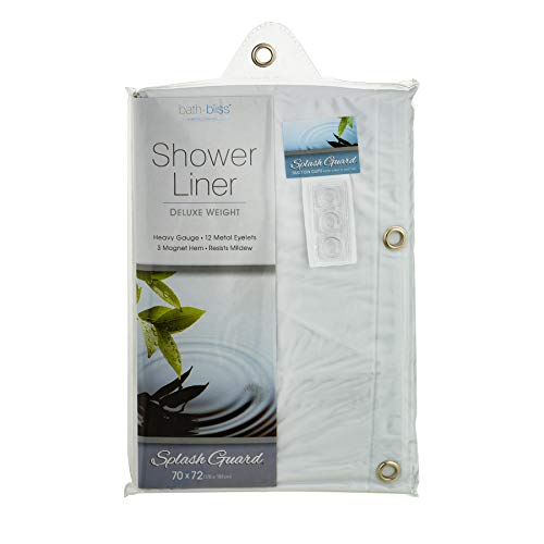 Splash Guard Shower Liner with Metal Eyelets - 72x72 (White)