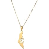 JunRover Stainless Steel Megan David Necklace for Women | Menorah | Hebrew Chai Charm Choker | Map Of Israel | Jewish Symbol Protection Jewelry Include a Gift Box