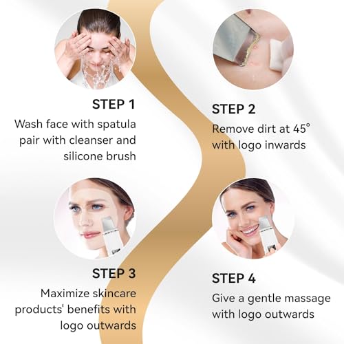 PFUTURE Skin Scrubber Face Spatula, 4 in 1 Blackhead Remover, Deep Cleansing Pore Extractor Skin Care Beauty Device Tool, White