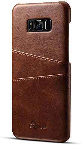 Samsung Galaxy S8 Leather Wallet Phone Case, Slim Back Case Cover With Credit ID Card Holder Brown Case