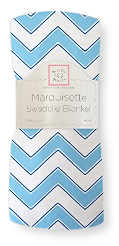 SwaddleDesigns Marquisette Swaddling Blanket, Premium Cotton Muslin, Blue Chevron