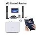 AMAKE Wireless NFC Bluetooth Receiver Hands Free Car Kit Desktop Portable Audio Music Adapter Receive 2 Devices Simultaneously with Mic RCA Audio Cable Charging Port for Car/Home Stereo(White)