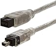3ft 9 pin Male to 4 pin Male Clear Firewire 800/400 Cable for IEEE 1394 devices