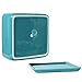 MyGift Modern Turquoise Ceramic Square Indoor Small Planter, Flower Succulent Plant Pot with Drainage Hole and Removable Drip Tray