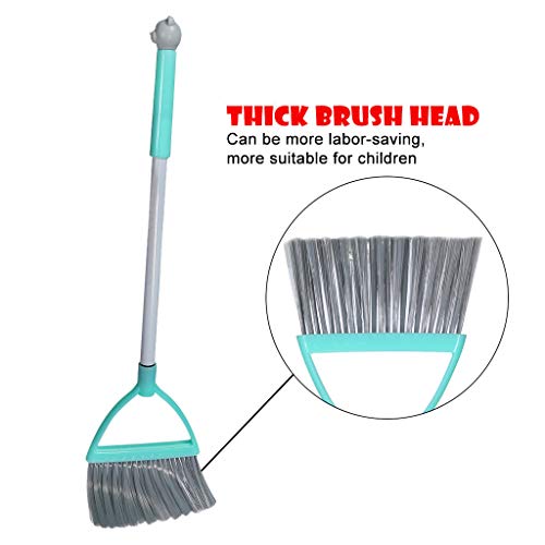 Kids Toy Housekeeping Cleaning Tools, 3 Piece Children Mini Pretend Play Cleaning Set Include Mop Broom Dustpan, Best Gift for Boys Girls (C) - Thumbnail 5