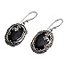 NOVICA Artisan Handmade Onyx Dangle Earrings Sterling Silver Floral from Bali Black Indonesia Nature Birthstone [1.5 in H x 0.7 in W x 0.2 in D] ' Dreamy Forest'