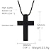 Xianli Wang Jewelry Wide Simple Cross Pendant Necklace for Men Women Boy Girl Stainless Steel Black