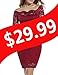 ACEVOG Women's Red Bodycon Dress Off Shoulder Lace Long Sleeve Cocktail Dresses (Small, Wine Red)
