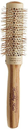 Olivia Garden Healthy Hair Bamboo Thermal Round Brush 33mm - Eco-Friendly Wood Hairbrush