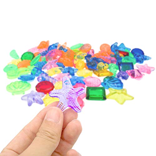 Bac-kitchen 80 Stück Tauchspielzeug, Tauchen Edelstein, Versenkung Tauchen Edelstein Badewannespielzeug für Kinder, Schwimmbad Poolparty deko Bunte Acryl Edelsteine für Schwimmbad Party