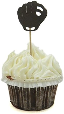 Baseball Glove Cupcake Toppers set of 12 Baseball themed Cupcake Topper sports boy birthday cupcake birthday party decor