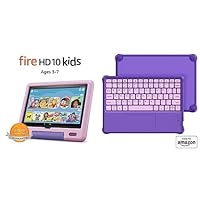 Fire HD 10 Kids Tablet, 10.1” HD 32GB (Lavender) + Kids Bluetooth Keyboard