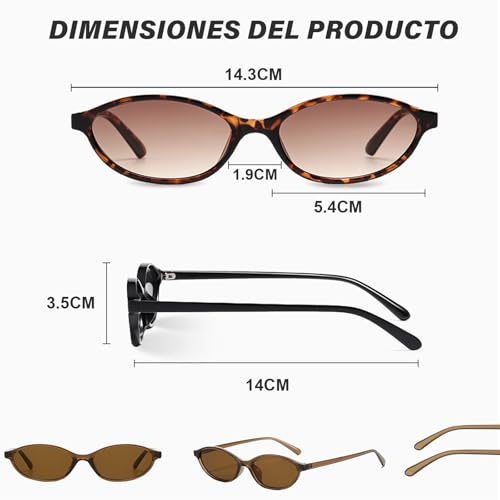 GALASALA 3PCS Lentes de Sol Mujer, Lentes de Sol Retro UV400, Lentes AC Montura PC Ultraligera, Gafas de Sol Mujer que Realzan el Rostro, Ideal para Playa, Piscina, Conducir y Uso Diario