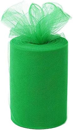 ANMINY 6 Inches x 100 Yards (300ft) Tulle Roll Spool Fabric Tutu for DIY Skirts Wedding Gift Wrap Sewing Crafting Bow Bridal Decorations Birthday Party - Green