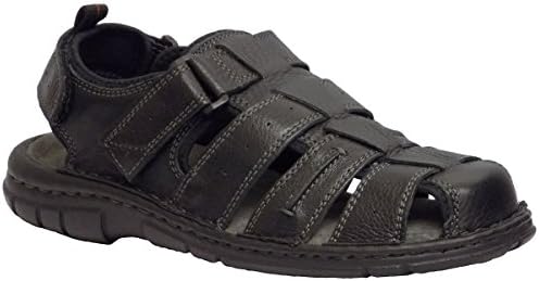 Saramanda Men's Marina Black Fisherman Sandals (11 W, Black)