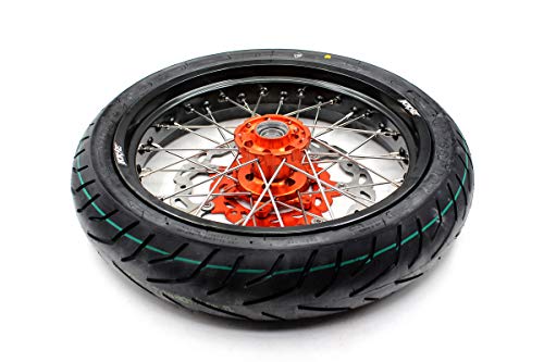 KKE KTM SIZE SX SX-F EXC EXC-W XC XC-F EXC-F 125CC 250CC 300CC 350CC 450CC 530CC WHEEL 3.517/4.2517 ORANGE HUB ALUMINUM BLACK RIM CST TIRE 110/150 FOR KTM ALL MODEL 125CC-530CC 2001-2019