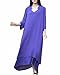 ZANZEA Women Vintage V Neck Irregular Two Layer Loose Cotton Linen Long Dress Blue XL