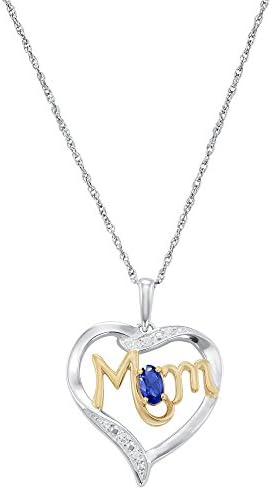 ArtCarved Mom's Love Simulated Sapphire Birthstone Sterling Silver Pendant Necklace, 18 Inches