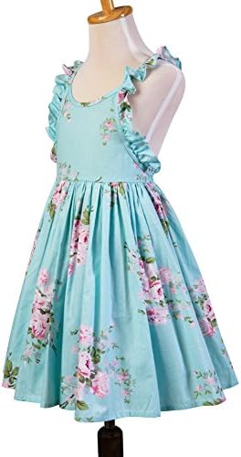 Bcaur Girls' 2T-12 Cotton Floral Dress Summer Backless Casual Sundress