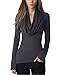DJT Women's Soft Cowl Neck Long Sleeve Stretch Causal Blouse Tunic Top