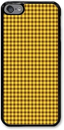 Custom iPod Touch 6 Cases - Yellow Plaid Hard Plastic Phone Cell Case for iPod Touch 6