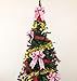 Beurio Pink Glitter Christmas Ribbon Bows Gifts Wreaths Wedding Party Decorations Hanging Ornaments, 6 pcs