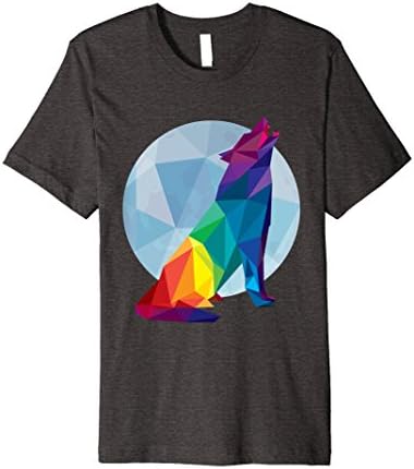 Mens Geometric Wolf Howl Moon Festival Rave T Shirt Large Dark Heather