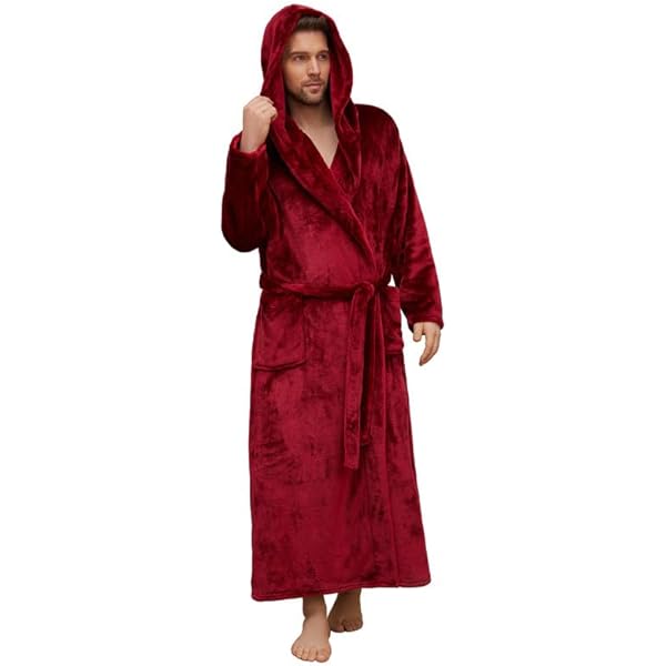 Bath Robe Zip Front Flannel Robe Daoba Men's Bathrobe Premium