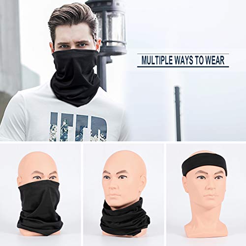 Winter Neck Gaiter Warmer, Fleece Face Covering Scarf, Outdoor adjustable Scarf (A-black+grey with bonus, Large)