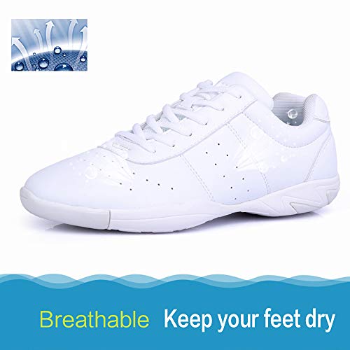 Smapavic Cheer Shoes Women White Cheerleading Dance Shoes Fashion Sneakers Tennis Athletic Sport Training Shoes for Gilrs White 9 B (M) US