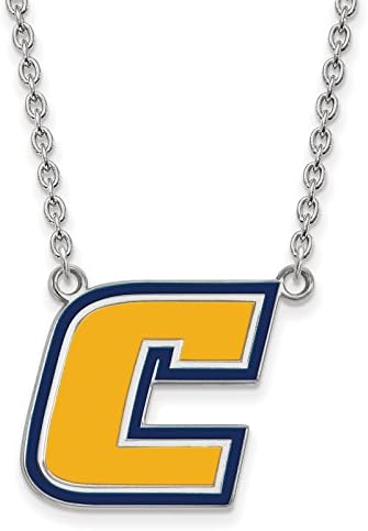 925 Silver Rhodium-plated Laser-cut University of Tennessee at Chattanooga Large Enameled Necklace 18"