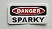 3 - Danger Sparky Hard Hat/Helmet Stickers 1” x 2”