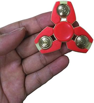 Children Hand Spinner Toys,WINONE Plastic Fidget Spinner Glow In The Dark Small Size Designed for Kids Small Hand Stress Reducer Helps Focus Relieve ADD ADHD ANXIETY(3-MD-RED)