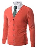 Doublju Mens Button Down V-Neck Cardigan