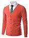 Doublju Mens Button Down V-Neck Cardigan