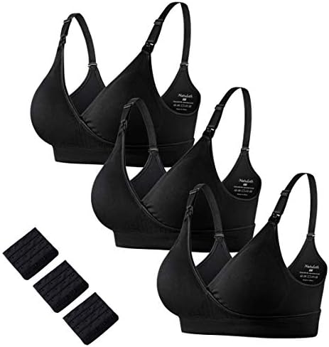 Women's Wireless and Seamless Crossover Maternity Nursing Bra with Extenders