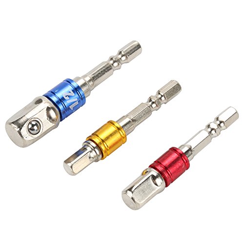 Breynet Socket bit Extension Bar Hex Shank Adapter Drill Nut Driver Power Drill Bit Repair Tools Kit Set 1/4" 3/8" 1/2" + 1/4 Hex Quick Release Magnetic Screwdriver Drill Bit Holder Extension Set