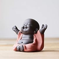 KINGZHUO Ceramic Little Cute Buddha Statue Monk Figurine Creative Baby Crafts Dolls Ornaments Gift Chinese Delicate Ceramic Arts and Crafts (Type 1)