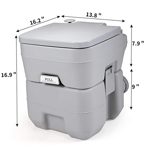 thegreatshopman 20L 5.3 Gallon Portable Travel Toilet Mobile Camping Outdoor/Indoor Commode Potty Gray