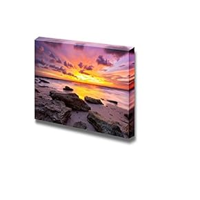 Canvas Prints Wall Art - Tropical Beach at Beautiful Sunset. Nature Background - 12" x 18"