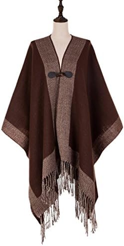 eUty Large Blanket Tassel Winter Warm Geometry Pattern Wrap Shawl Brown & Beige