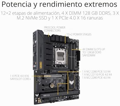 TUF Gaming B650-PLUS - Placa Base AMD Ryzen AM5 ATX (VRM de 14 Fases, PCIe 5.0 M.2, DDR5, 2.5 GB Ethernet, USB4, Aura Sync)
